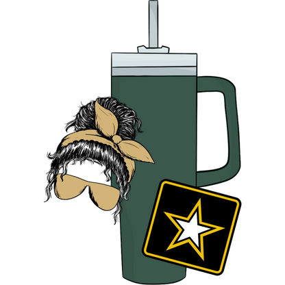 Army Star Graphic Dark Green Travel Tumbler Product