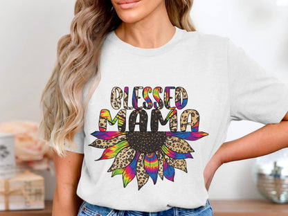 Blessed Mama Colorful Sunflower Graphic Tee
