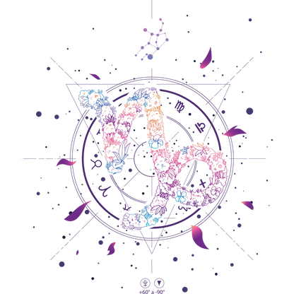 Floral Zodiac Art Virgo Design with Zodiac Symbols