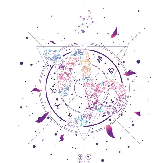 Floral Zodiac Art Virgo Design with Zodiac Symbols