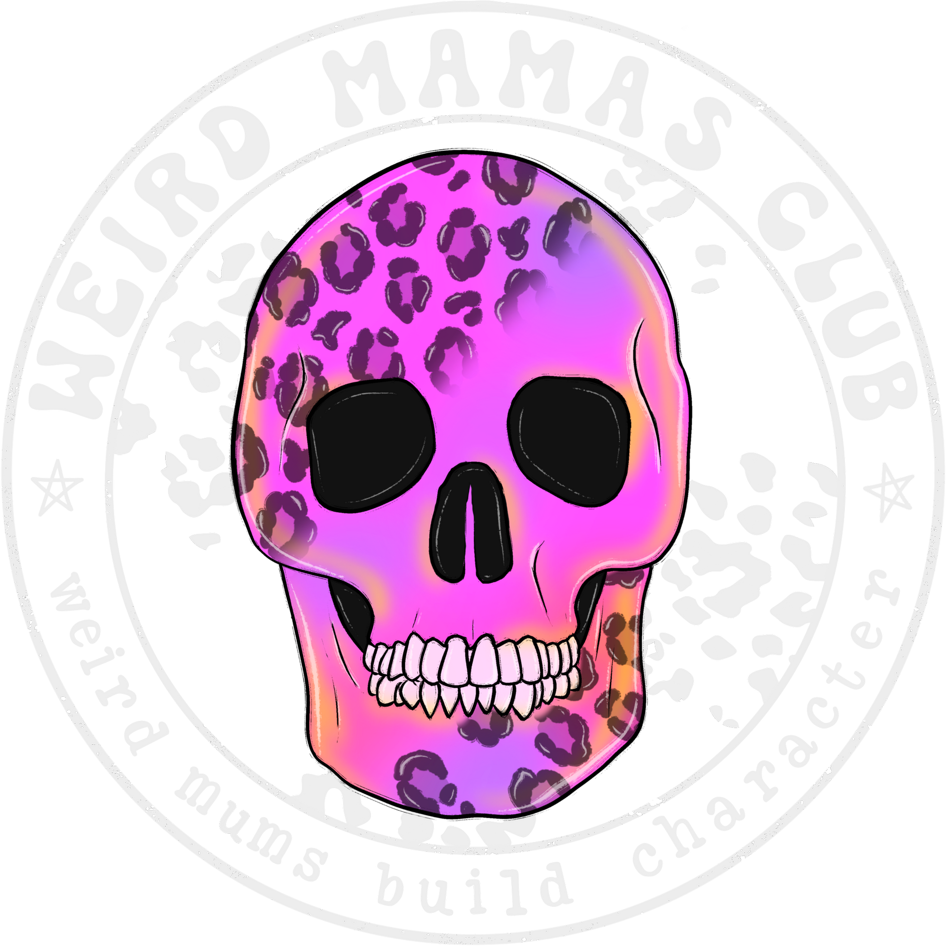 Leopard Print Skull with Weird Mams Club Design