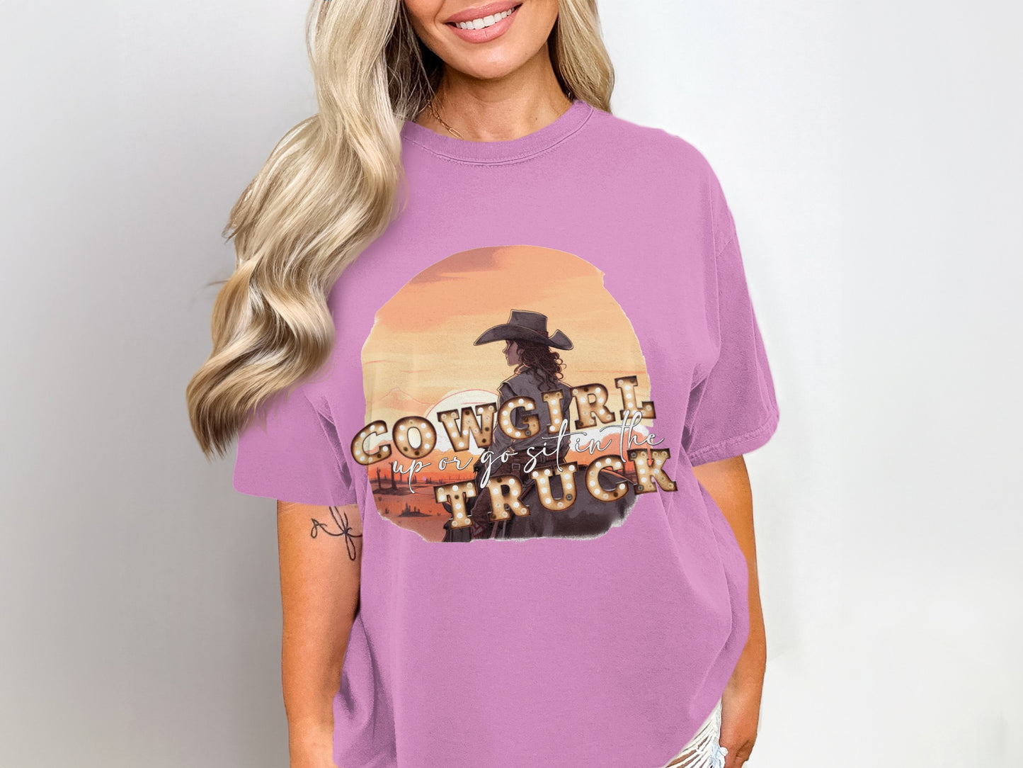 Cowgirl Up Or Go Sit Down Graphic Tee