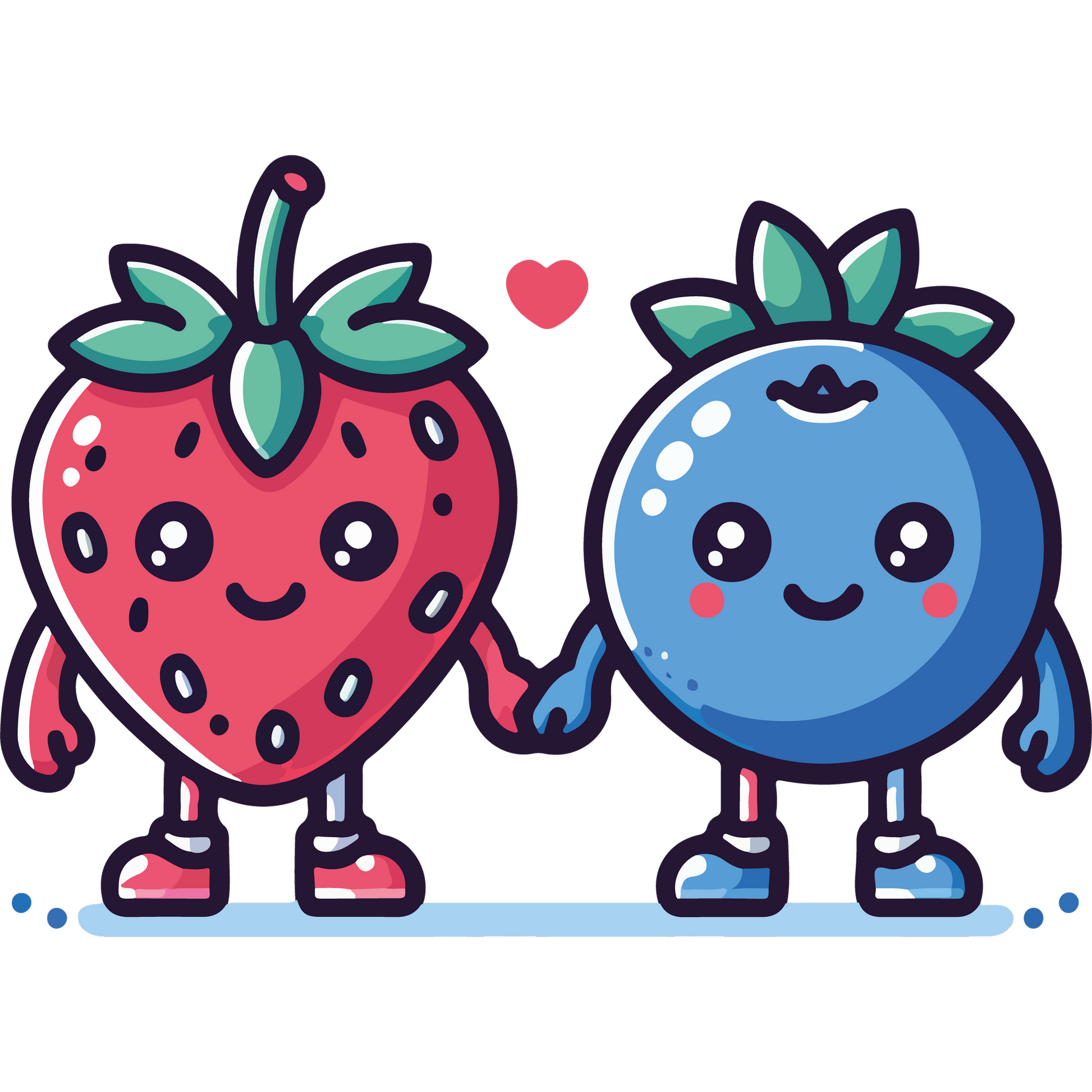 Adorable Strawberry and Blueberry Characters Artwork