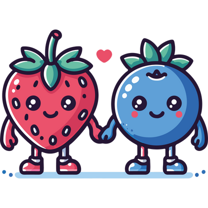 Adorable Strawberry and Blueberry Characters Artwork