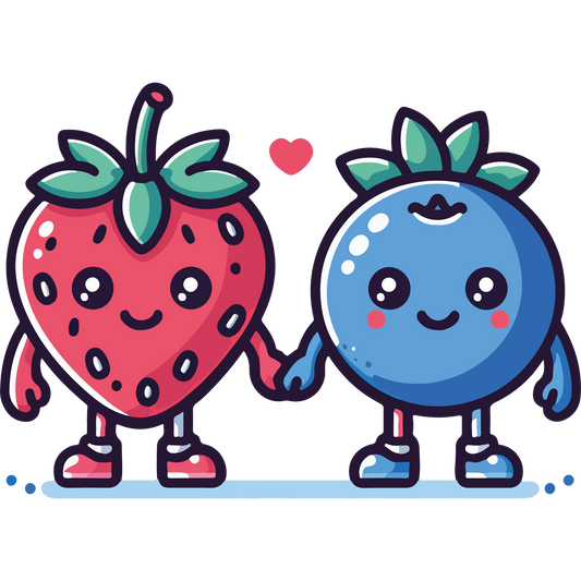 Adorable Strawberry and Blueberry Characters Artwork