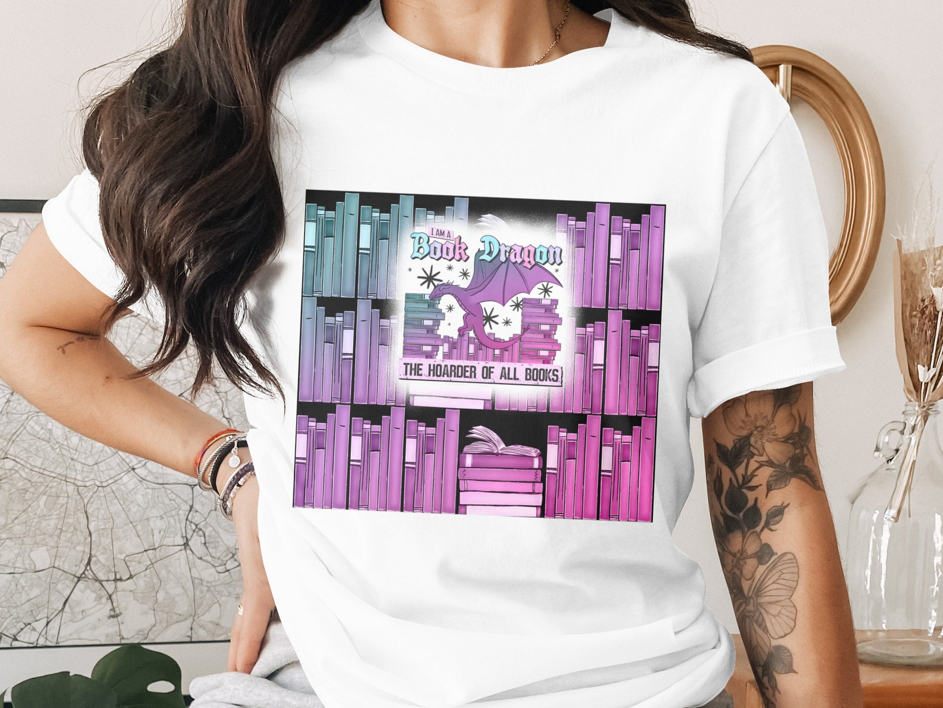 The Hoarder Of All Books Book Dragon T-shirt