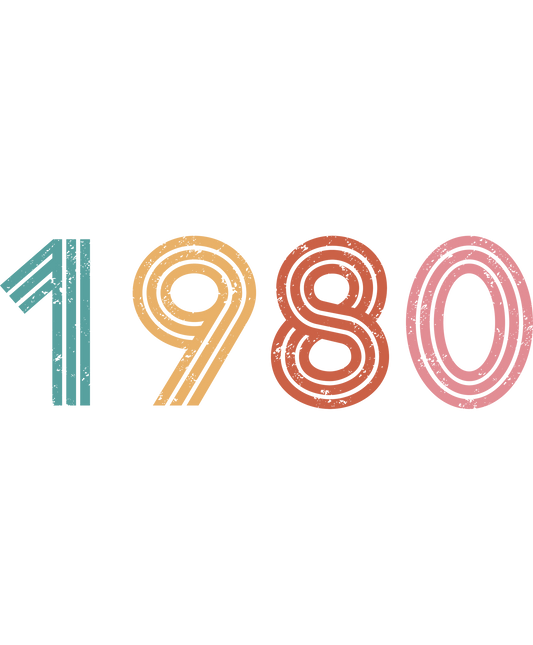 1980 Retro Design Colorful Numbers Vintage Look