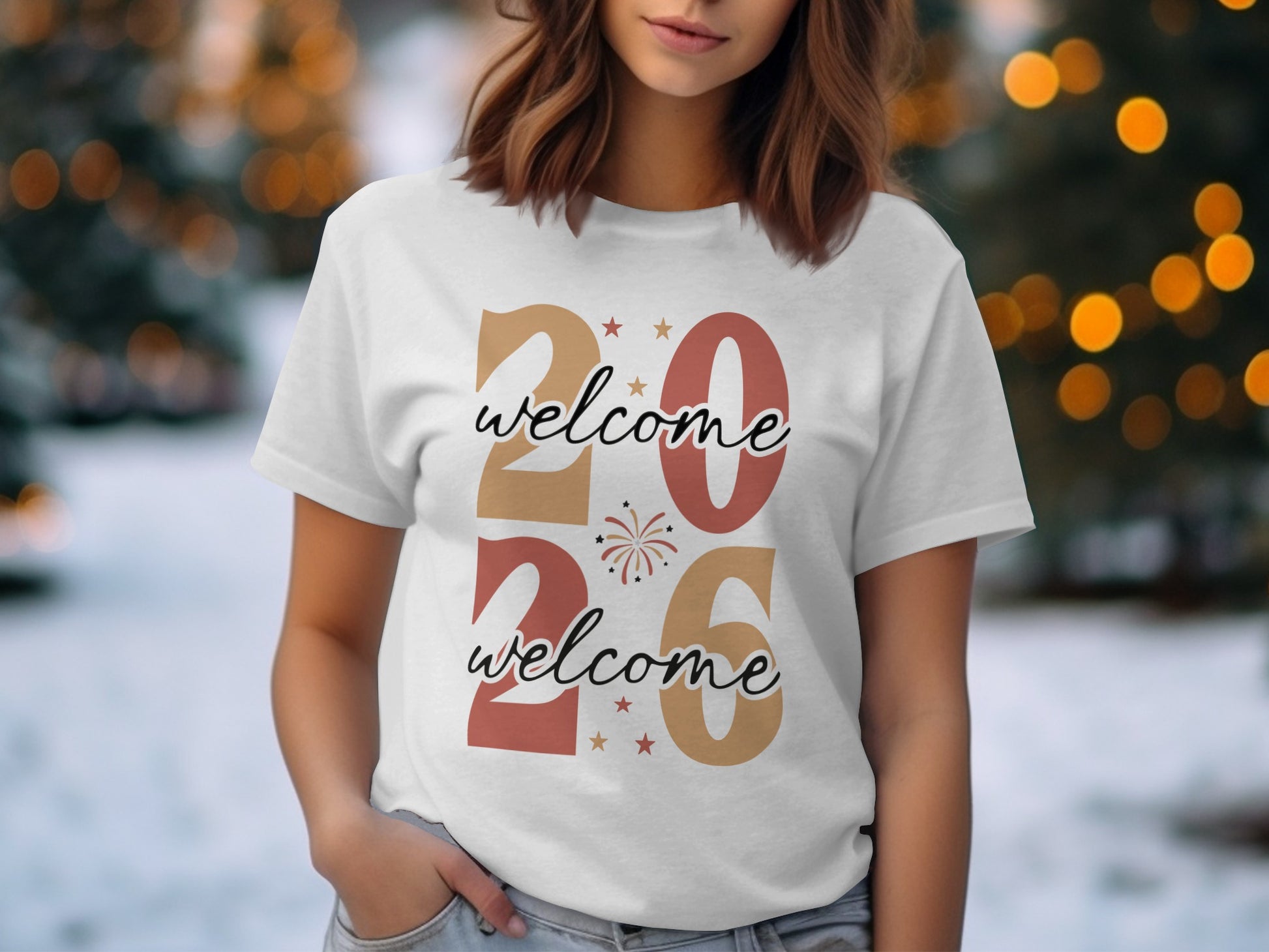 Welcome 2026 T-shirt with Festive Design