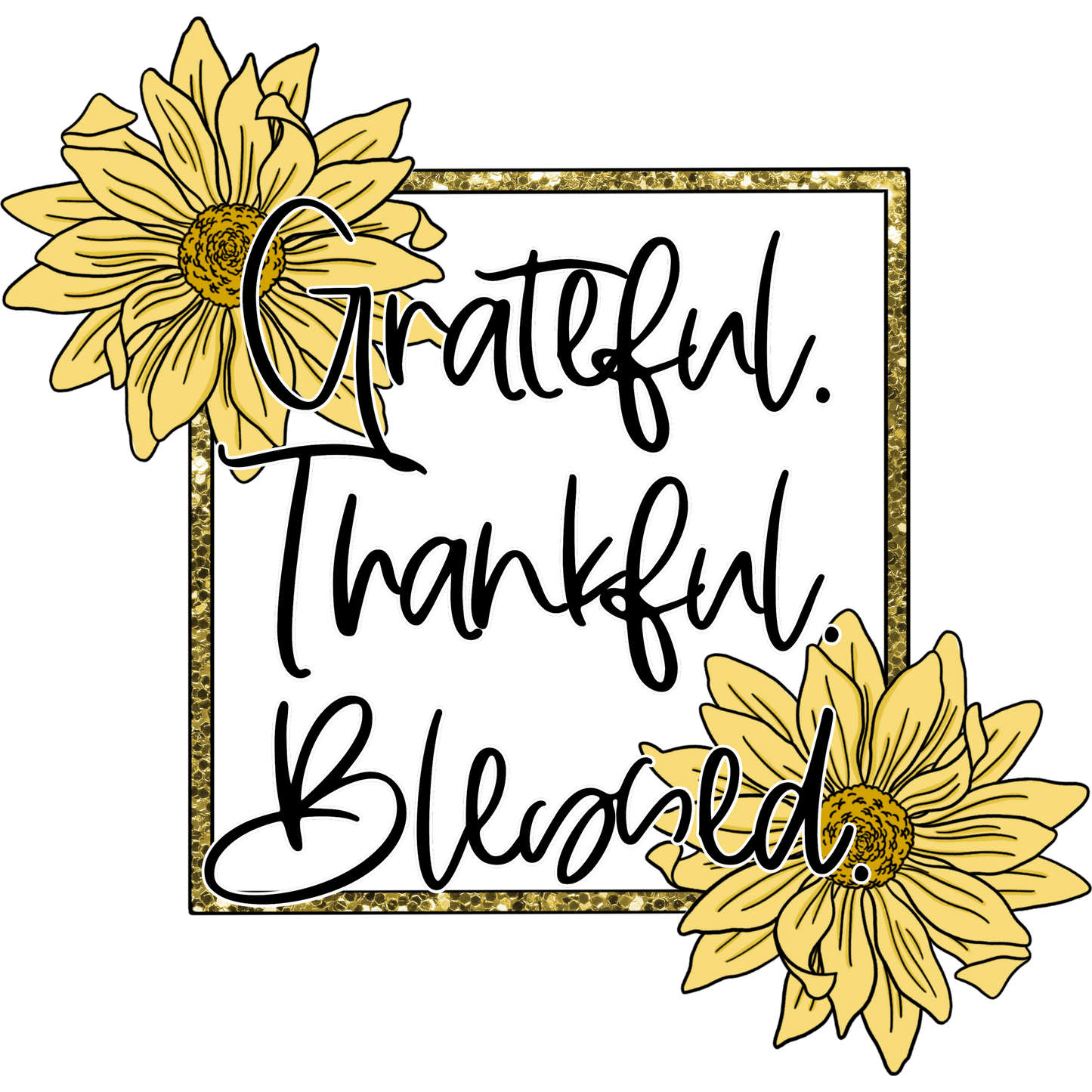 Grateful Thankful Blessed Floral Design Art Print