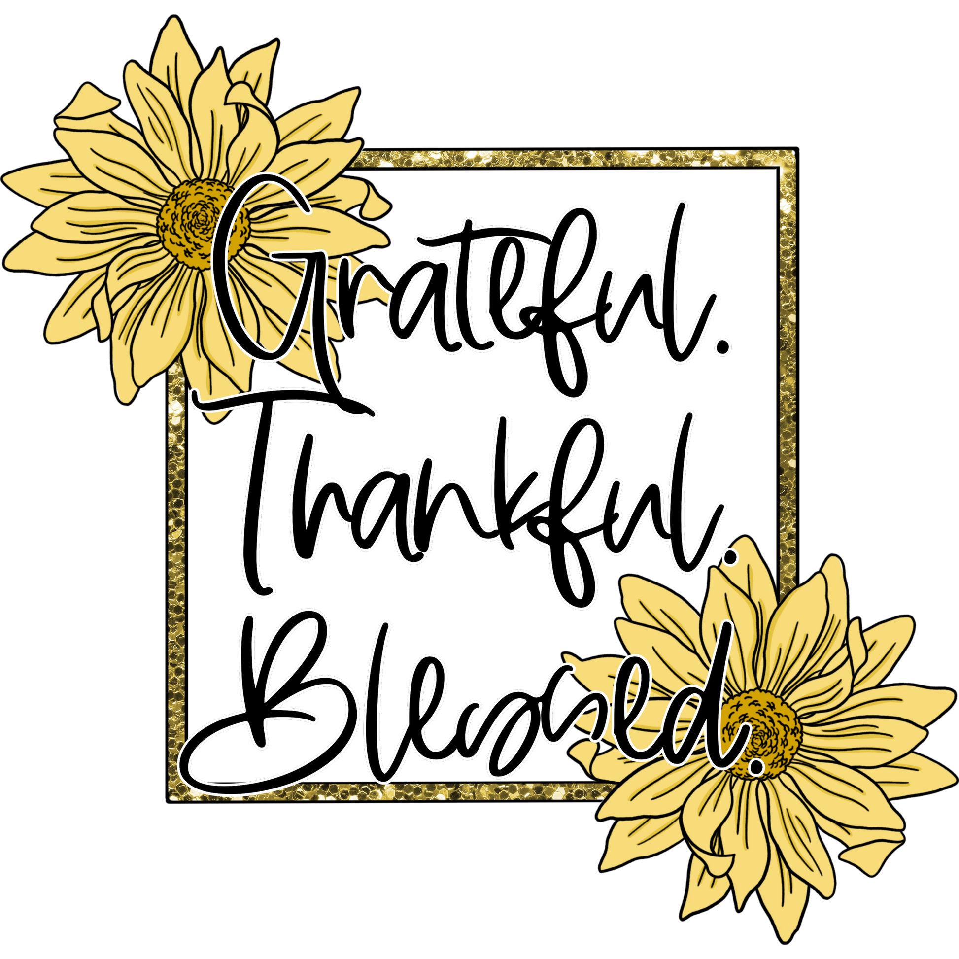 Grateful Thankful Blessed Floral Design Art Print