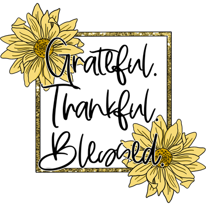 Grateful Thankful Blessed Floral Design Art Print