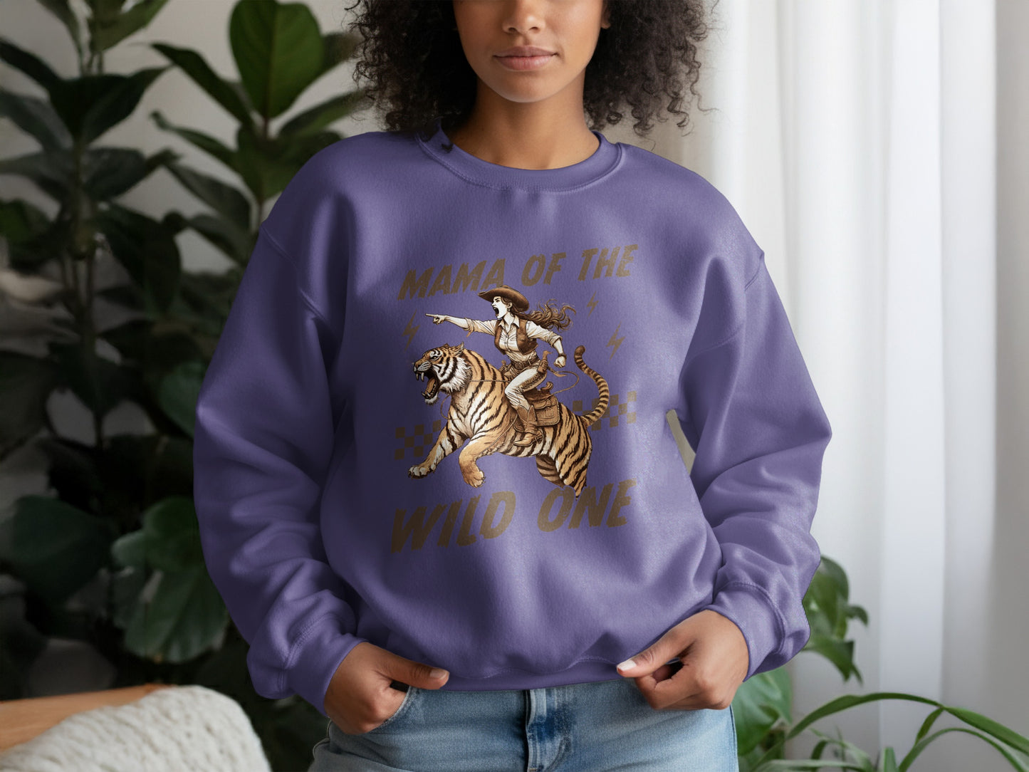 Mama of the Wild One Tiger Graphic Sweatshirt