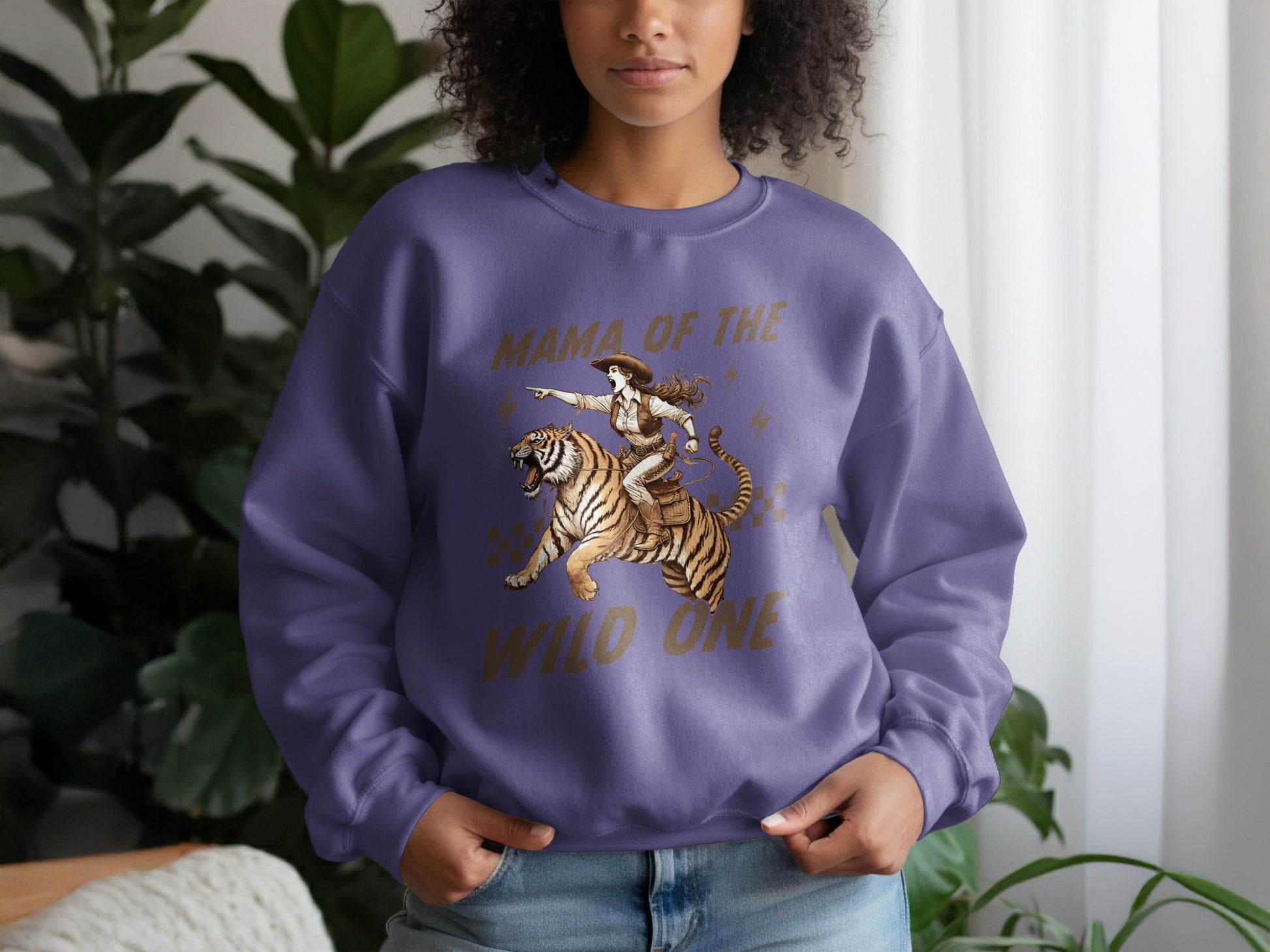 Mama of the Wild One Tiger Graphic Sweatshirt