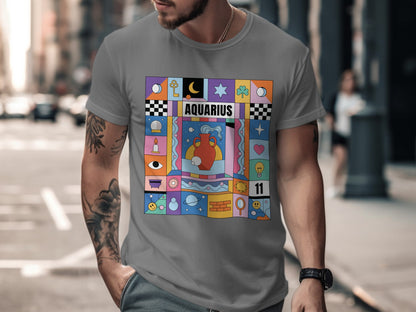 Unique Aquarius Graphic T-Shirt with Colorful Design