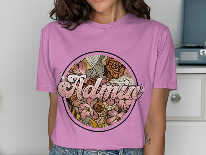 Stylish Pink Admin Floral Graphic T-Shirt