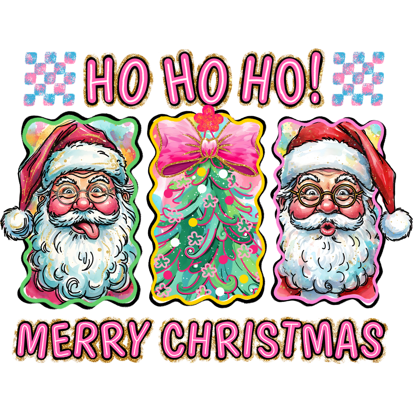 Colorful Festive Santa and Christmas Tree Design