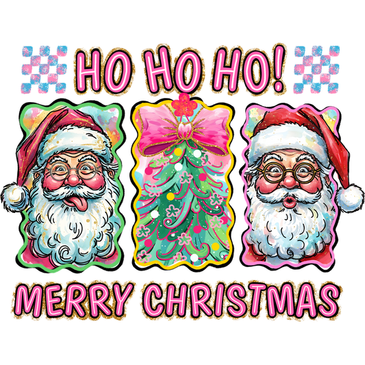 Colorful Festive Santa and Christmas Tree Design
