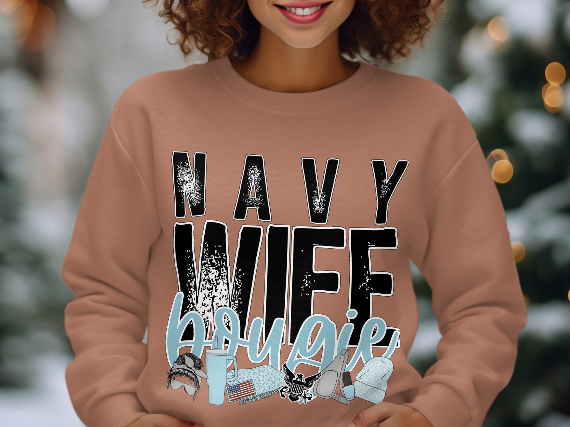 Navy Wife Bougie Design Sweatshirt