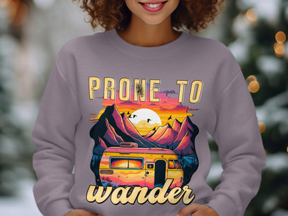 Prone To Wander Scenic Mountain Graphic Sweatshirt
