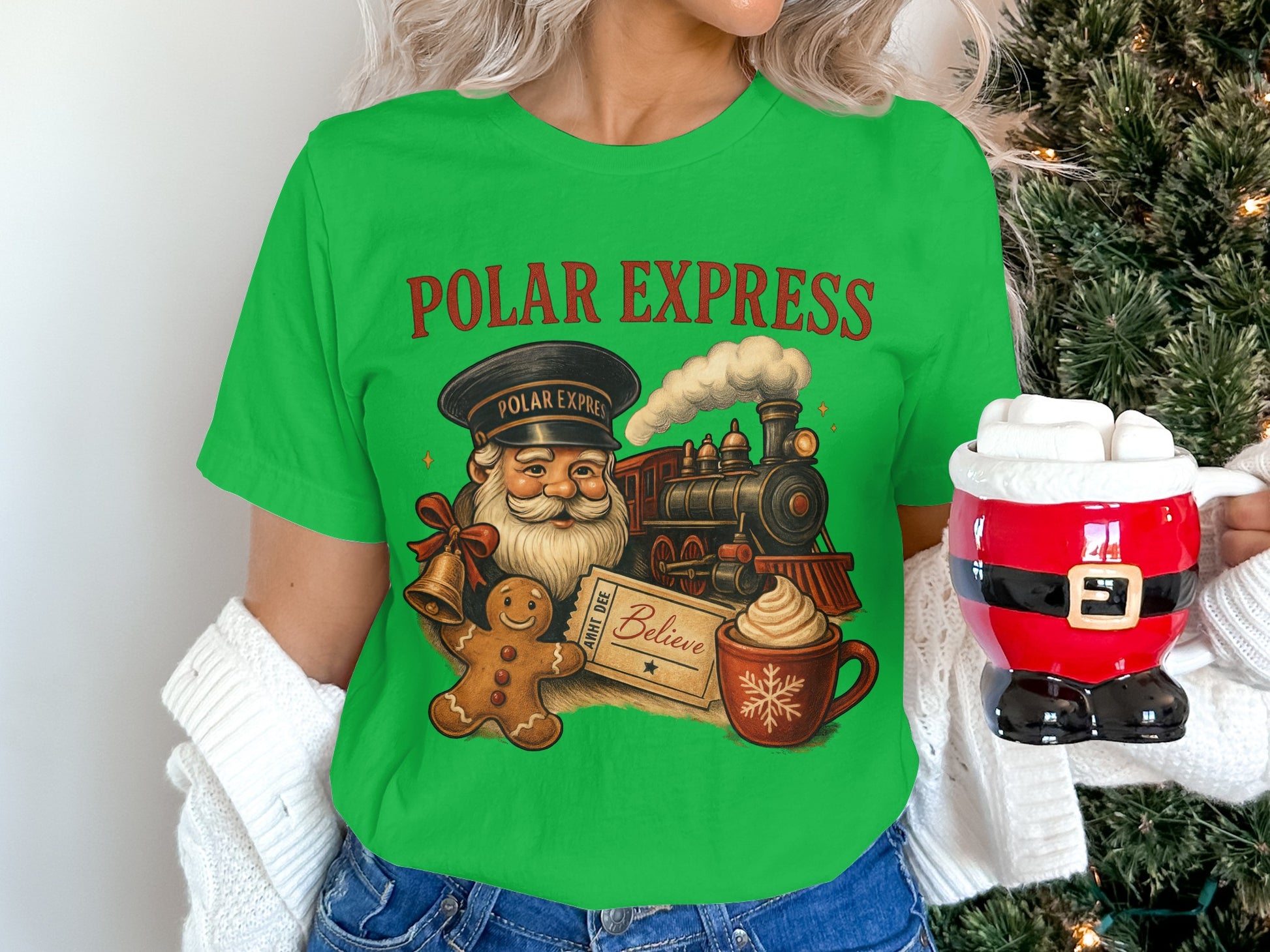 Festive Polar Express Believe Santa Train Holiday Shirt