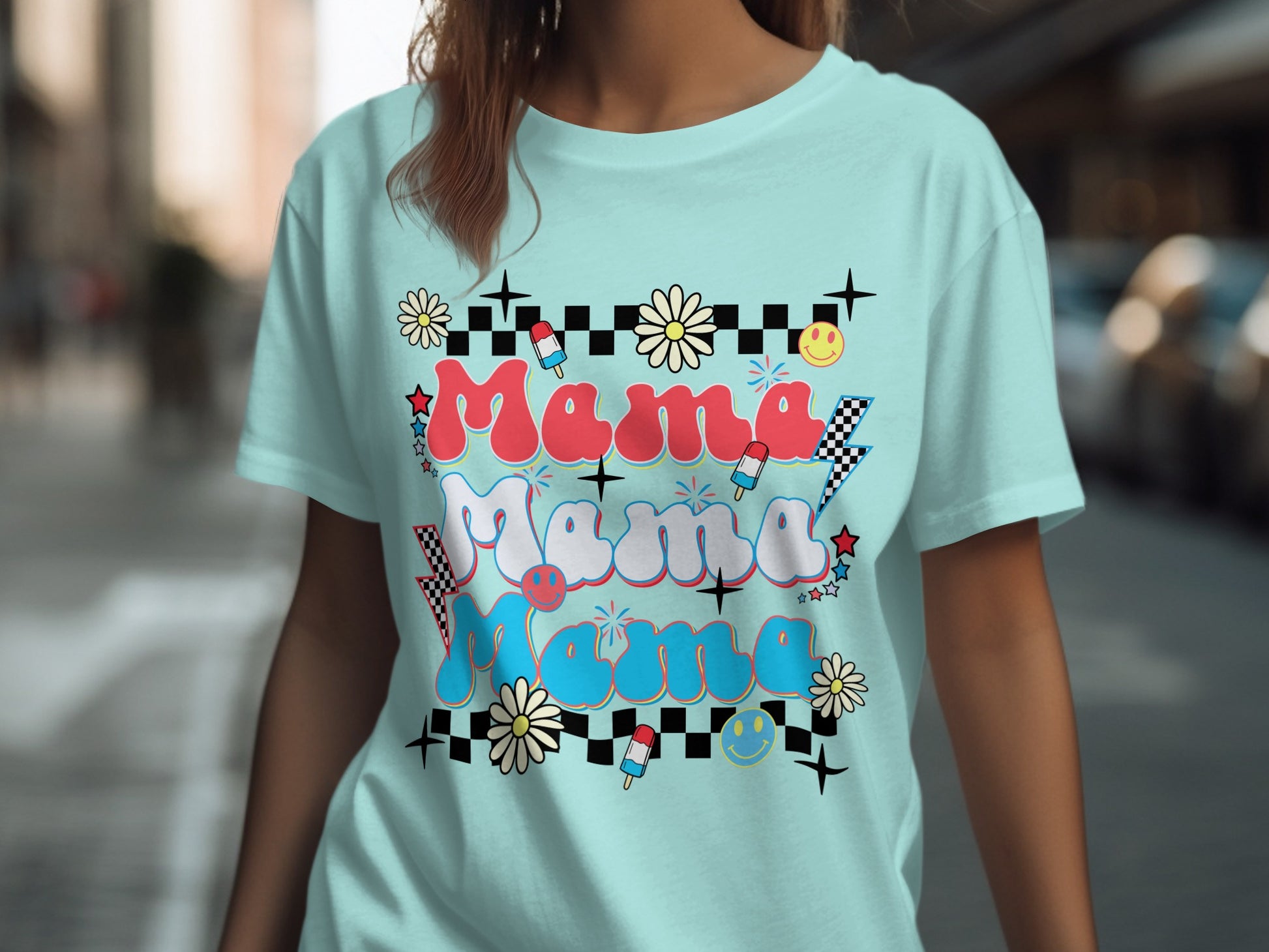 Retro Style Mama Graphic T-Shirt with Fun Designs