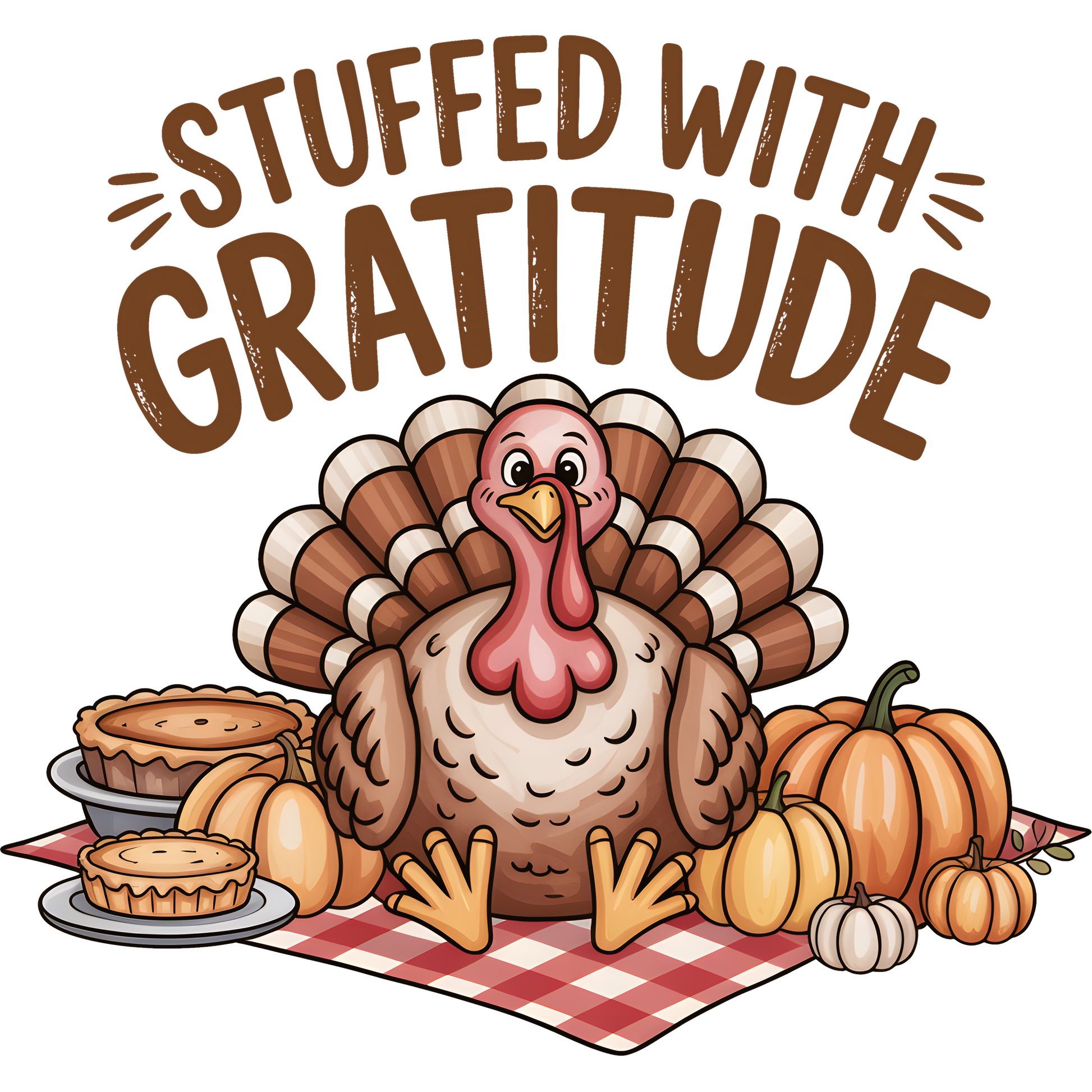 Stuffed With Gratitude Cute Thanksgiving Graphic Design