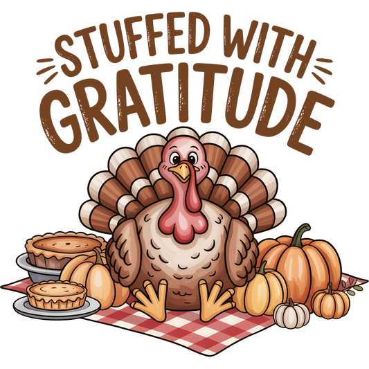 Stuffed With Gratitude Cute Thanksgiving Graphic Design
