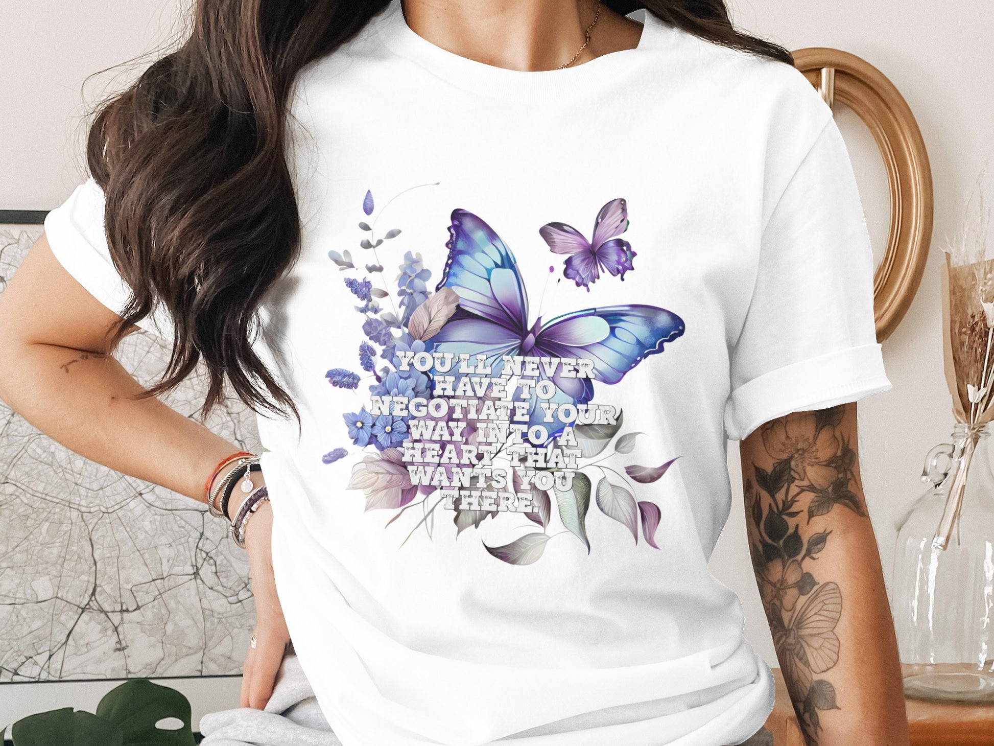 Beautiful Butterfly and Floral Art Inspirational Shirt