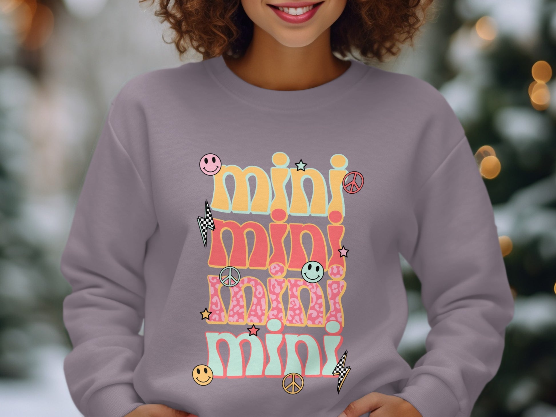 Retro Mini Graphic Sweatshirt with Joyful Symbols