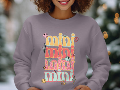 Retro Mini Graphic Sweatshirt with Joyful Symbols