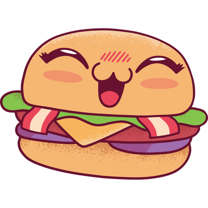 Cute Smiling Cartoon Burger Illustration Art Print