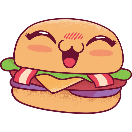 Cute Smiling Cartoon Burger Illustration Art Print