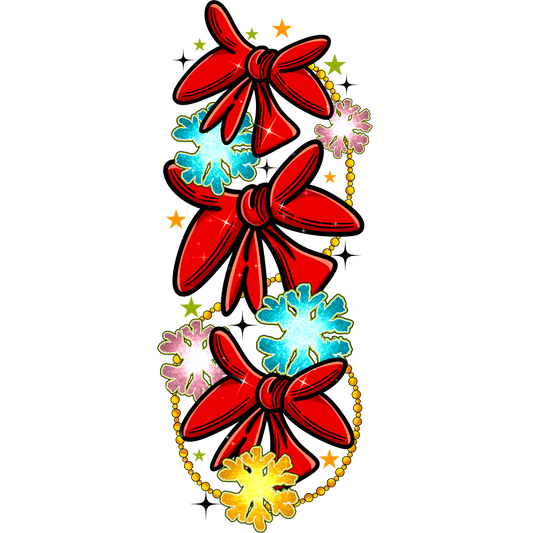 Festive Red Bows and Colorful Snowflakes Decor Accessory