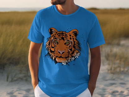 Vibrant Blue T-Shirt With Eye of the Tiger Design