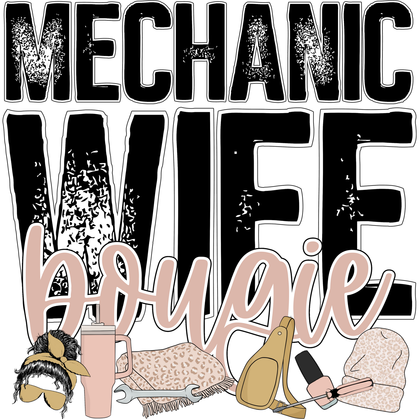 Mechanic Wife Bougie Design Graphic Tee Shirt