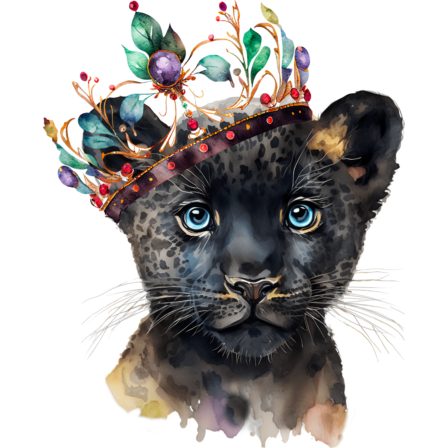 Majestic Panther Cub with Crown Art Print