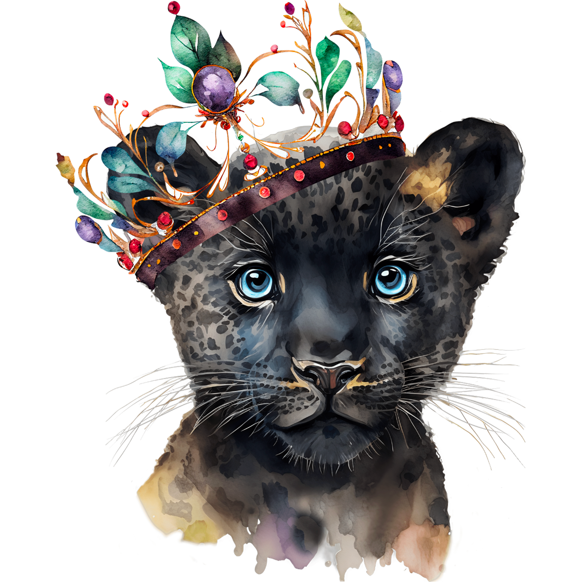 Majestic Panther Cub with Crown Art Print