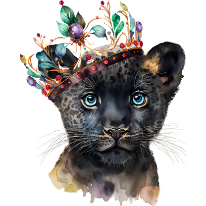 Majestic Panther Cub with Crown Art Print