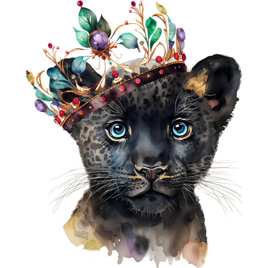 Majestic Panther Cub with Crown Art Print