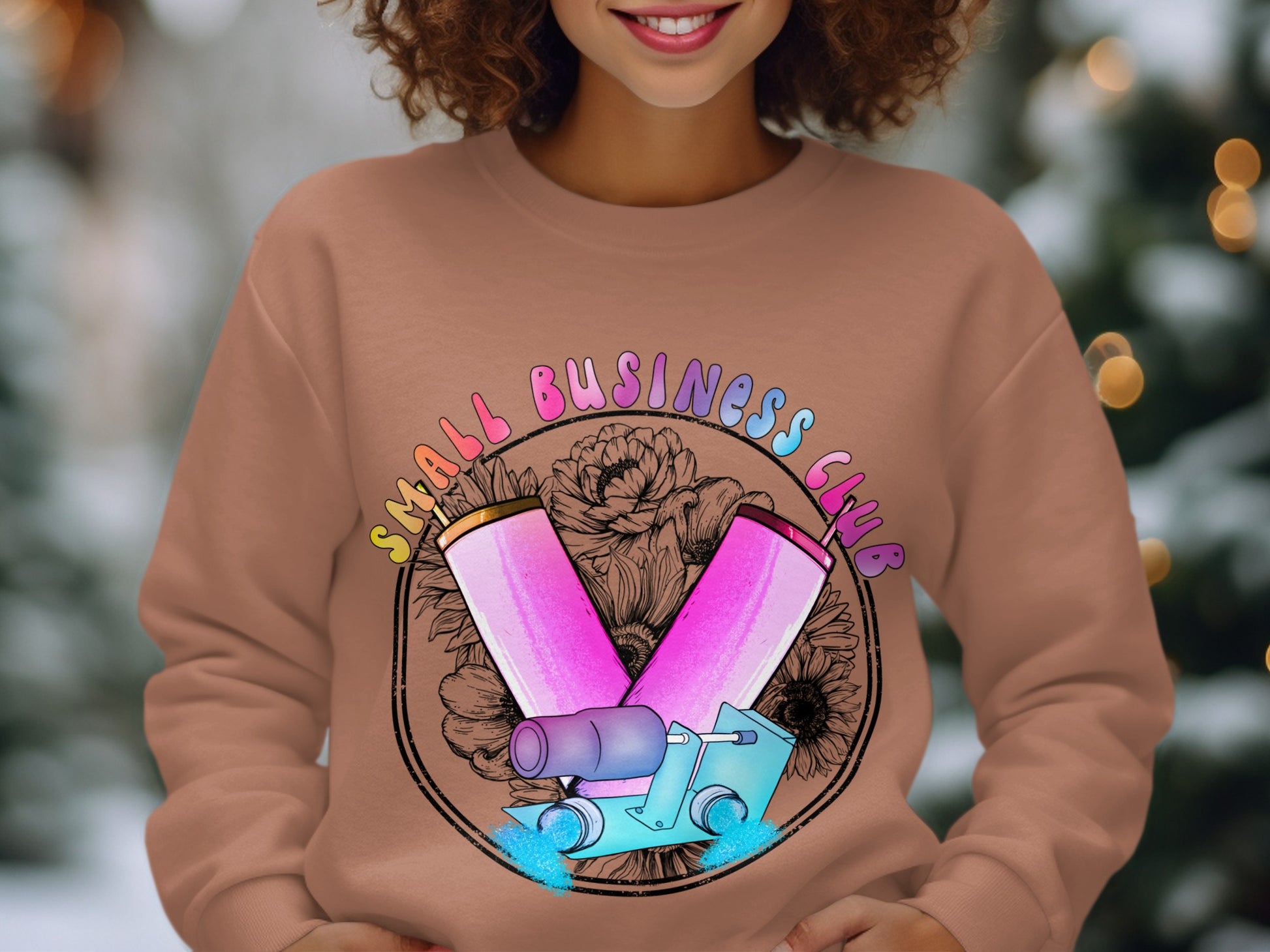 Small Business Club with Colorful Cups Graphic