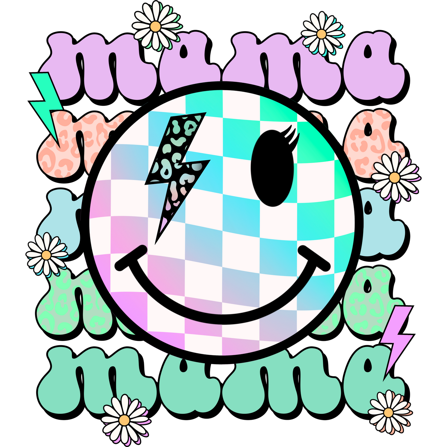 Trendy Colorful Smiling Face Mama Design