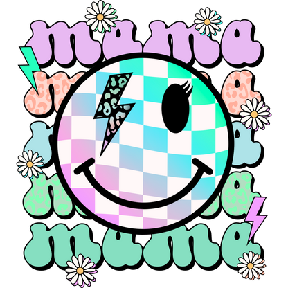Trendy Colorful Smiling Face Mama Design