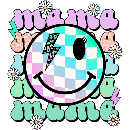 Trendy Colorful Smiling Face Mama Design