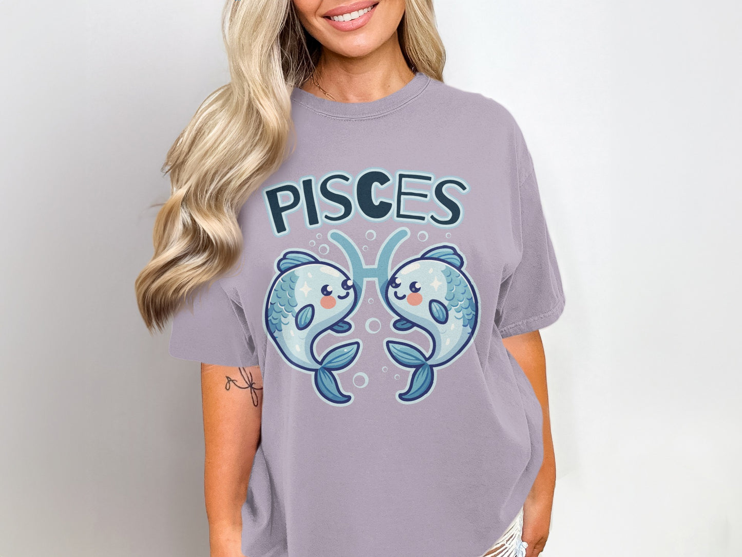 Pisces Graphic T-Shirt with Cute Twin Fish Design