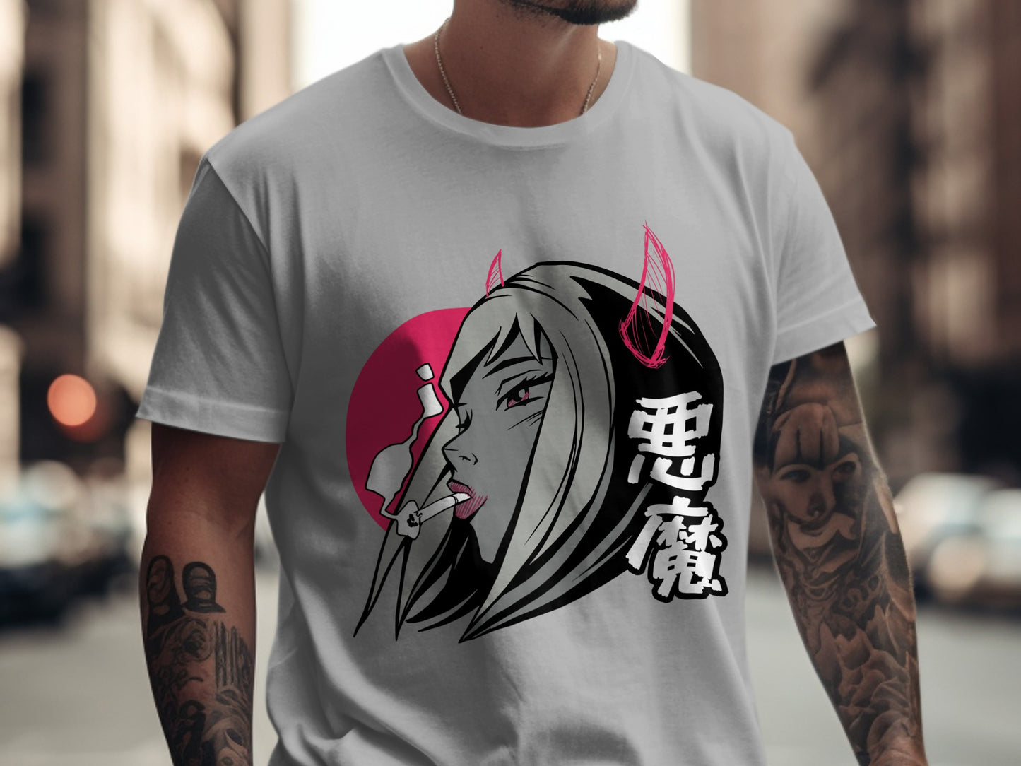 Stylish Anime Devil Girl Graphic T-Shirt