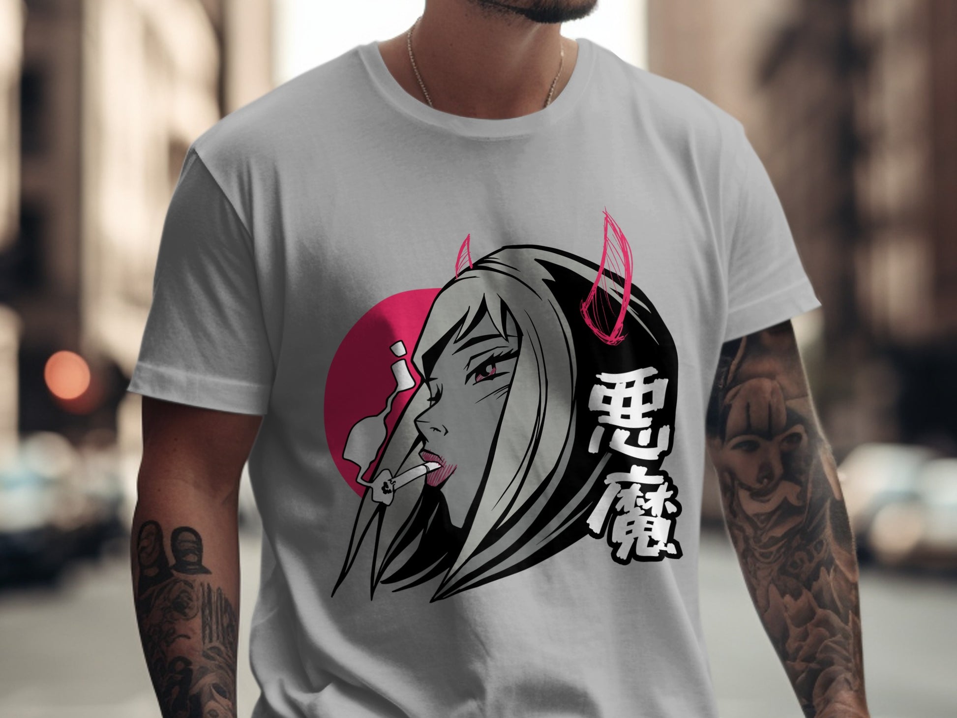 Stylish Anime Devil Girl Graphic T-Shirt
