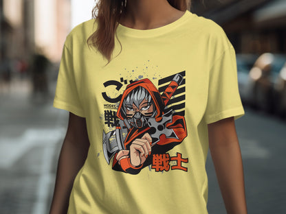 Graphic Ninja Art on Yellow Stylish Unisex T-Shirt
