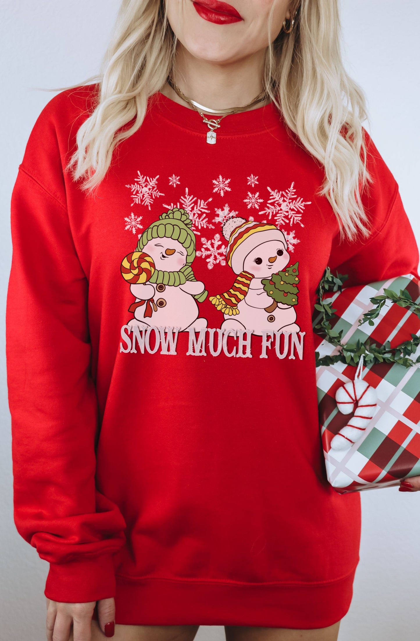 Snow Much Fun Red Snowmen Sweatshirt Product