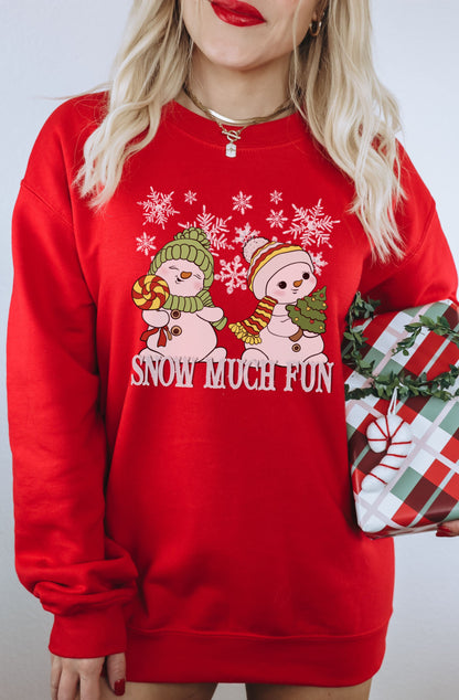 Snow Much Fun Red Snowmen Sweatshirt Product