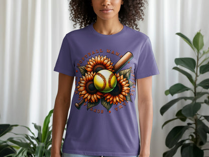 Softball Mama Sunflower Graphic Short Sleeve Shirt
